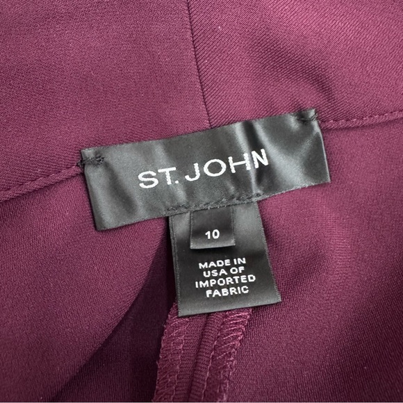 St. John Burgundy wine maroon Trousers Dress pants Sz 10 made of imported fabric - Picture 3 of 7